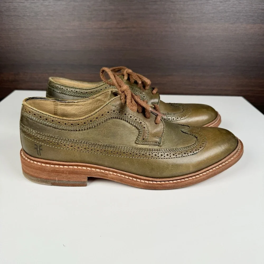 FRYE Wingtip Oxford Dress Shoes James Men's 8 B - Green -  Made in Mexico